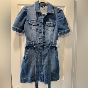 1. State Puff Sleeve Tie Waist Denim Shirtdress